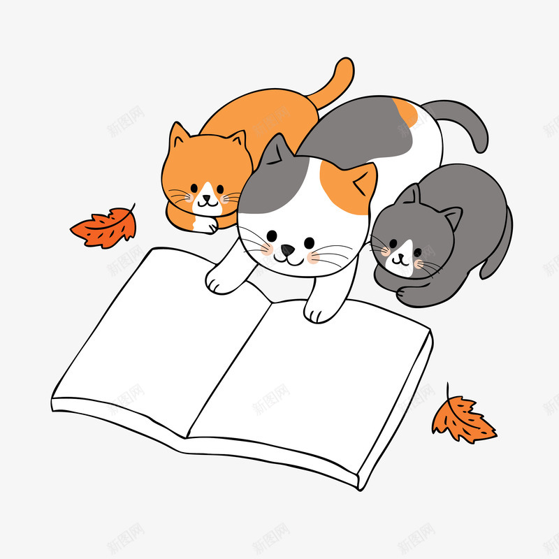 卡通可爱创意猫咪看书矢量图ai免抠素材_88icon https://88icon.com 创意 创意卡通 卡通 卡通可爱 可爱 可爱卡通 矢量图