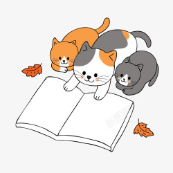 卡通可爱创意猫咪看书矢量图素材