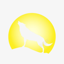 黄色狼嚎圆形标签素材