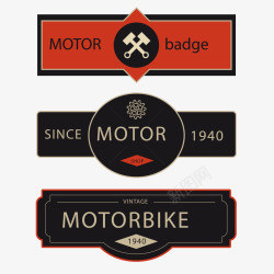 摩托车复古复古风格的三辆摩托车徽章矢量图高清图片