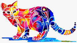 彩色抽象猫咪素材