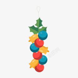 球形铃铛红蓝色球形铃铛圣诞吊饰矢量图高清图片