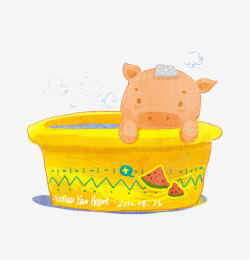 洗澡的小猪素材