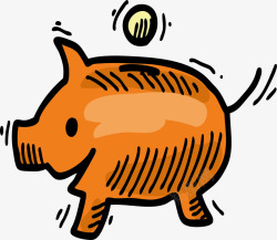 零钱罐手绘小猪零钱罐矢量图高清图片