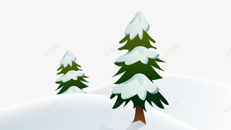 雪地里的绿色的树png免抠素材_88icon https://88icon.com 免抠雪地 树上的雪 的绿色的树 雪地里 雪花装饰