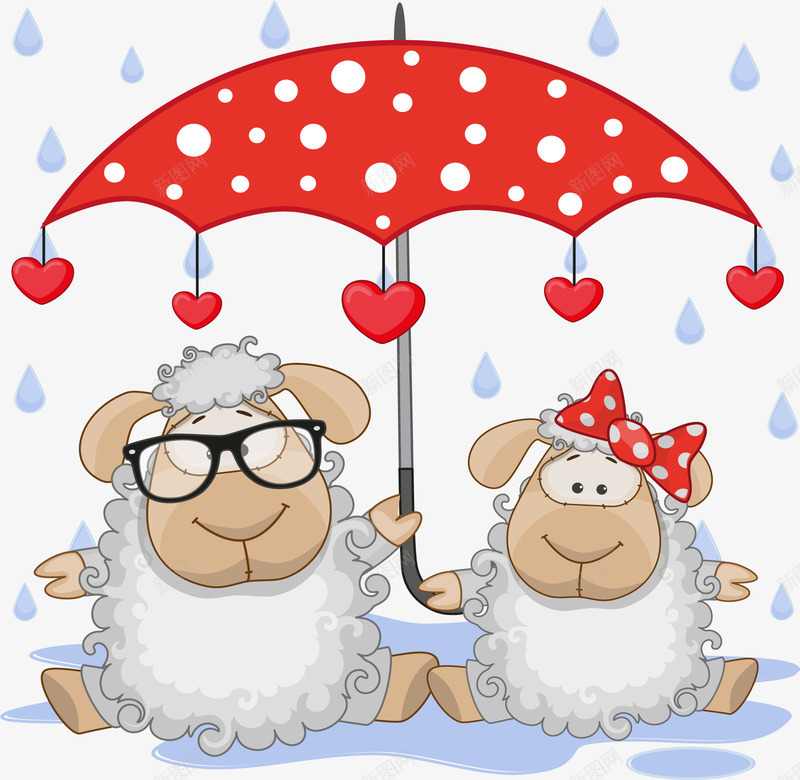 卡通红色雨伞png免抠素材_88icon https://88icon.com 下雨 卡通 唯美 小羊 爱心 红色 蝴蝶结 雨伞