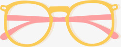 手绘眼镜手绘黄色眼镜镜框高清图片