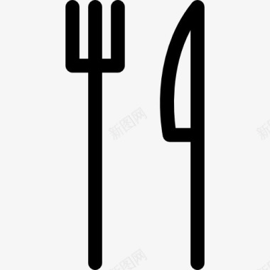 无毒餐具刀和叉薄轮廓图标图标
