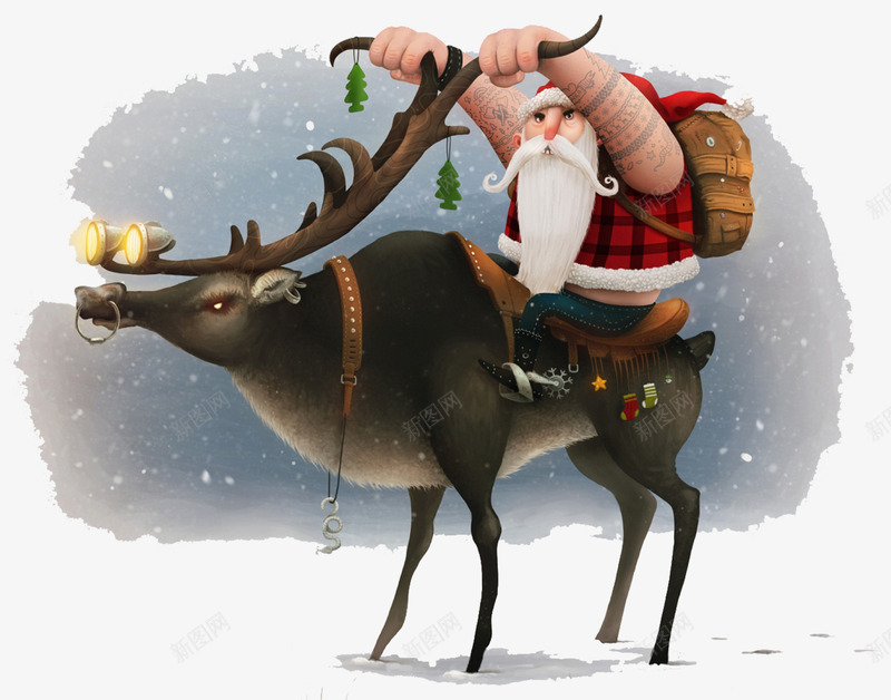 圣诞老人骑鹿喇叭雪png免抠素材_88icon https://88icon.com 喇叭 圣诞 圣诞节 老人 节日 雪 骑鹿