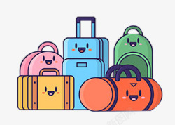 橘色行李箱卡通行李箱包高清图片