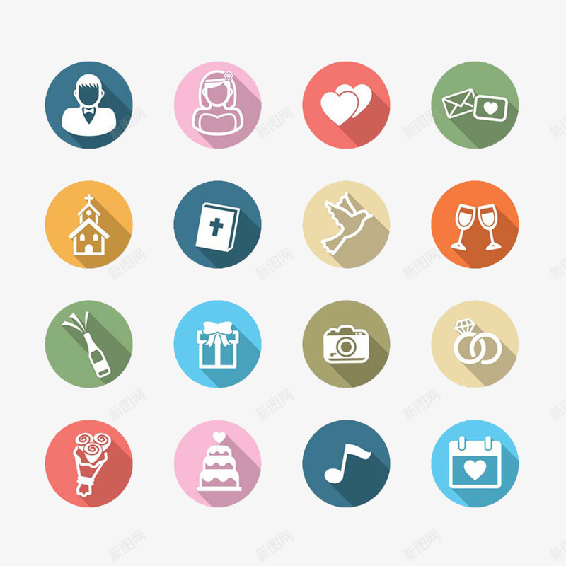 多种婚礼png免抠素材_88icon https://88icon.com 干杯 新娘 新郎 爱心 蛋糕 音乐
