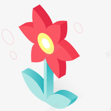 水彩手绘植物一朵手绘的红色的花矢量图图标图标
