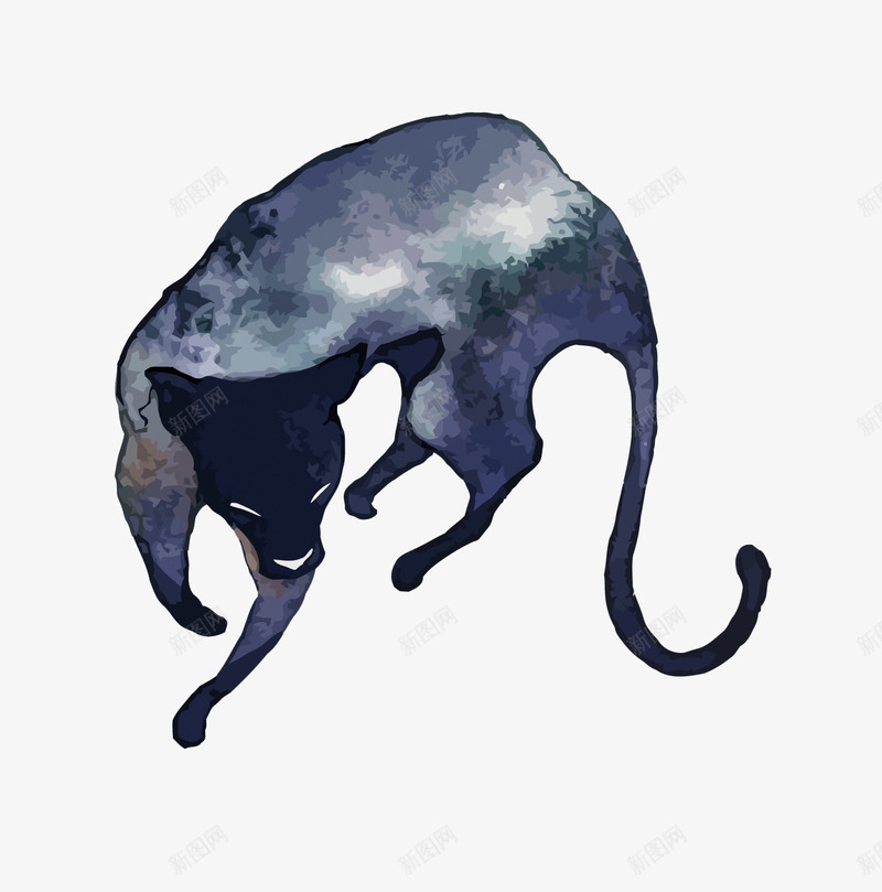 水彩猫咪png免抠素材_88icon https://88icon.com PNG PNG免费下载 PNG图片 水墨 猫咪 藏青色