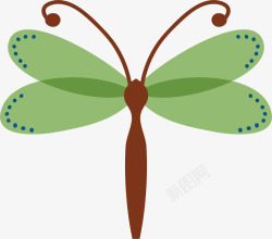 淡绿色触角类美丽昆虫矢量图素材