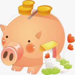 淘气小金猪手绘卡通存钱罐高清图片