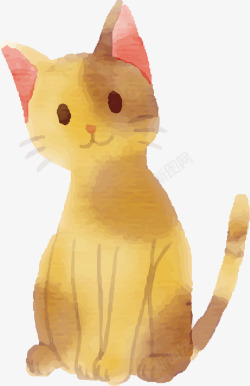 手绘黄色猫咪矢量图素材