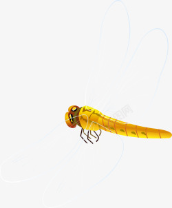 手绘黄色蜻蜓素材