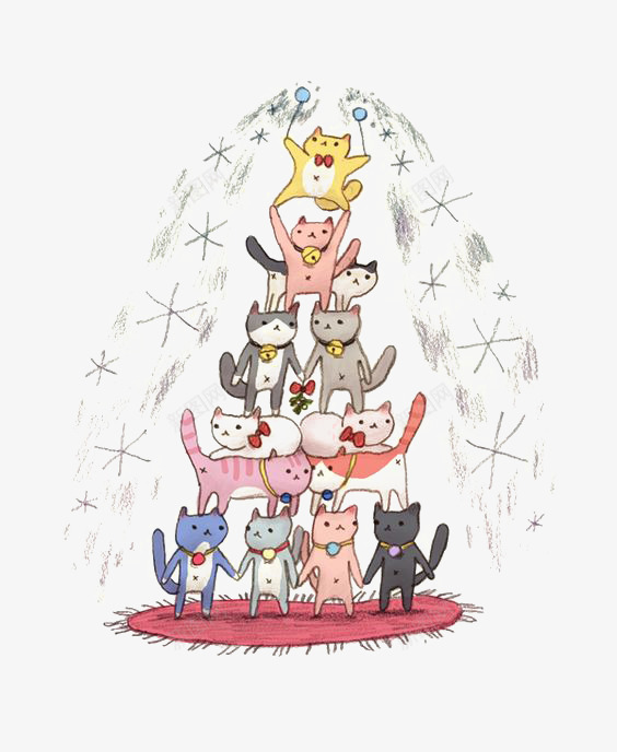 猫咪叠罗汉png免抠素材_88icon https://88icon.com 卡通 叠罗汉 可爱 宠物 手绘 插画 猫咪
