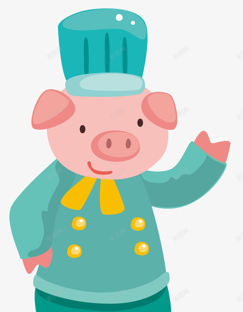 厨师小猪矢量图ai免抠素材_88icon https://88icon.com 卡通 卡通小猪 可爱 可爱的小猪 粉红色的小猪 蓝色衣服 矢量图