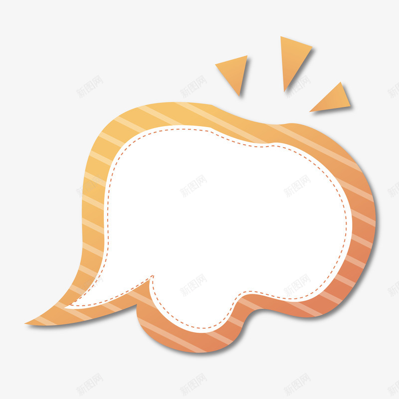 简笔创意橘色对话框png免抠素材_88icon https://88icon.com 创意 卡通 条纹图案 橘色对话框 简笔 边框