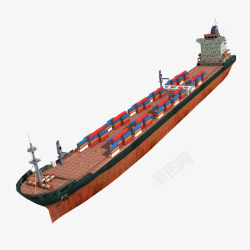 长条橘黑色大型海运船素材