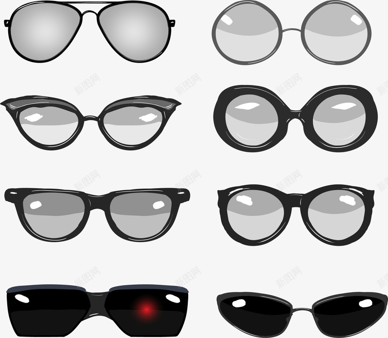形状不同的眼镜框png免抠素材_88icon https://88icon.com 修饰脸型 太阳镜 眼镜框 矢量素材 黑框眼镜