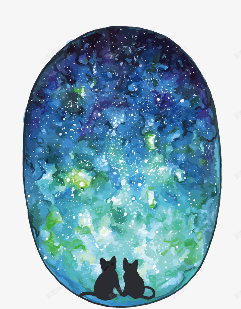 星空下的猫矢量图eps免抠素材_88icon https://88icon.com PNG图片 PNG图片素材 PNG素材 PNG素材免费 PNG素材免费下载 手绘 星空 水彩 猫咪 矢量图