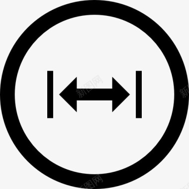 左右双水平的箭头在圆形按钮图标图标
