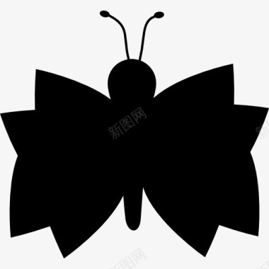 蝴蝶顶黑色剪影的图标图标
