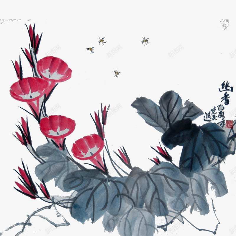 喇叭花png免抠素材_88icon https://88icon.com 喇叭花 红色 花朵 蓝色