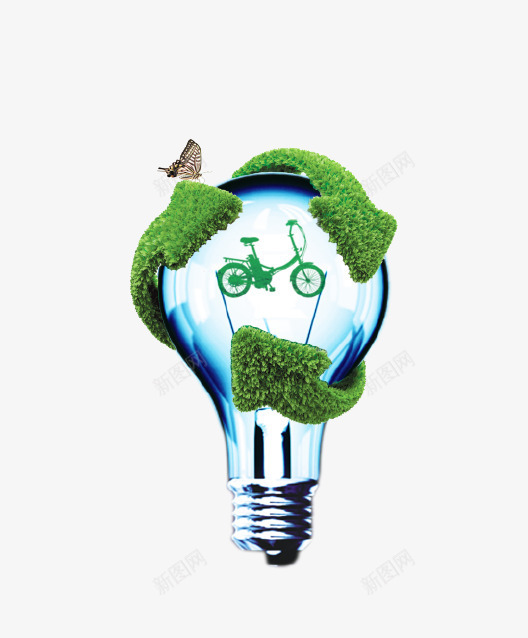 绿色创意低碳节能灯泡psd免抠素材_88icon https://88icon.com 低碳 保护环境 创意设计 灯泡 绿色 蝴蝶