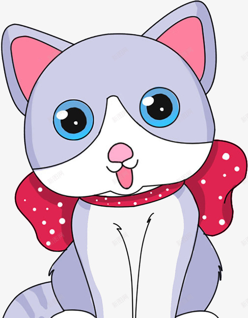 卡通手绘可爱的猫咪png免抠素材_88icon https://88icon.com 动漫动画 动物 卡通手绘 可爱的 猫咪 紫色