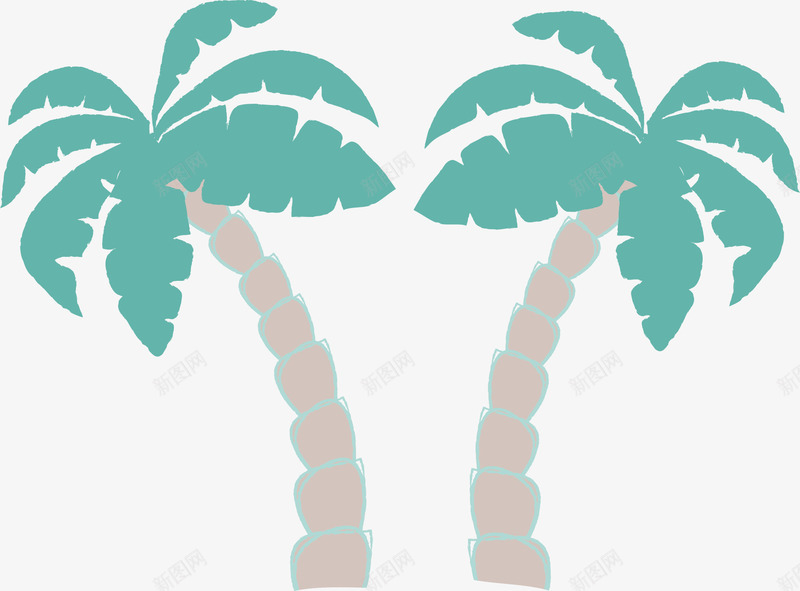 两颗椰子树矢量图ai免抠素材_88icon https://88icon.com 树 植物 热带树 矢量椰子树 矢量图