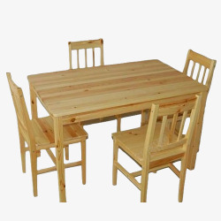 松木餐桌家具实物图素材