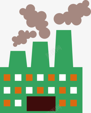 五一漫画绿色工厂废气排放图标图标