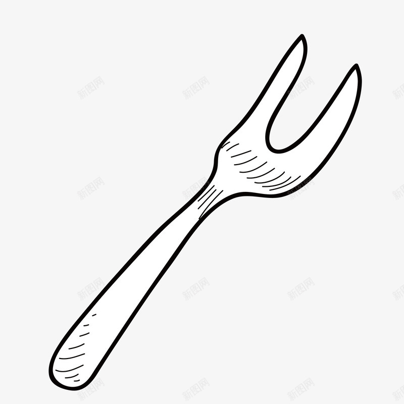 一个白色叉子png免抠素材_88icon https://88icon.com 一个叉子 叉子 手绘叉子 白色叉子 线条 餐具