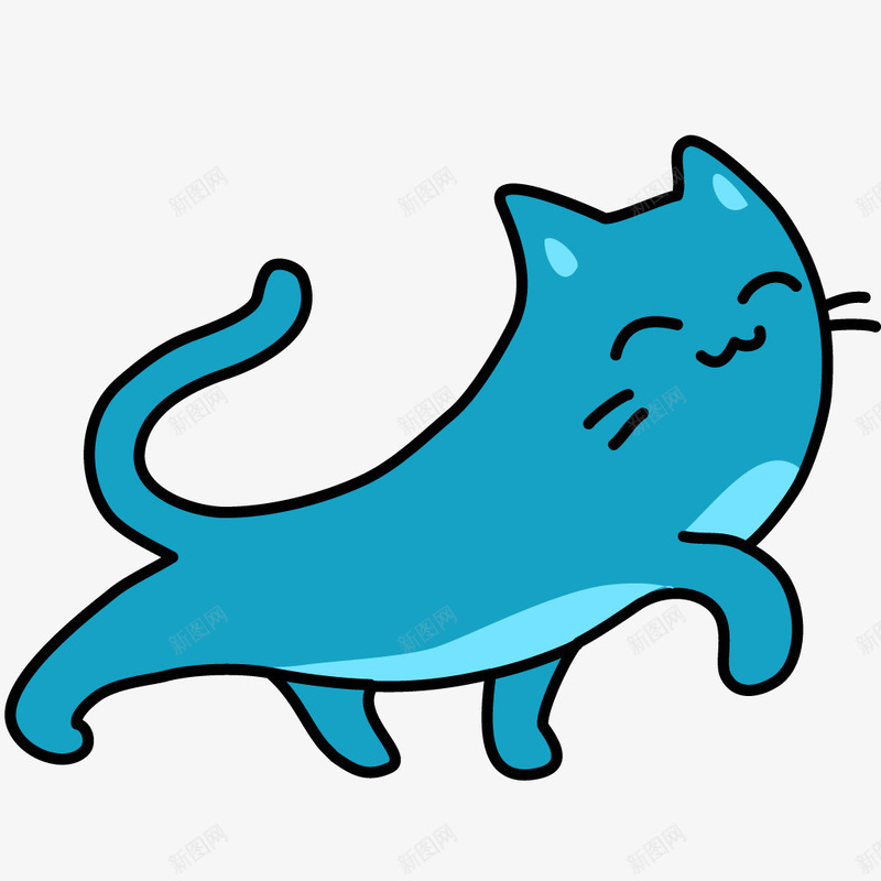 蓝色可爱猫咪png免抠素材_88icon https://88icon.com PNG图形 PNG装饰 动物 手绘 猫咪 蓝色 装饰
