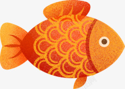 橘色手绘金鱼简图素材