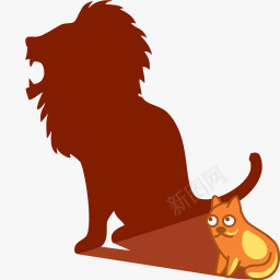 传统狮子猫咪的影子狮子图标图标