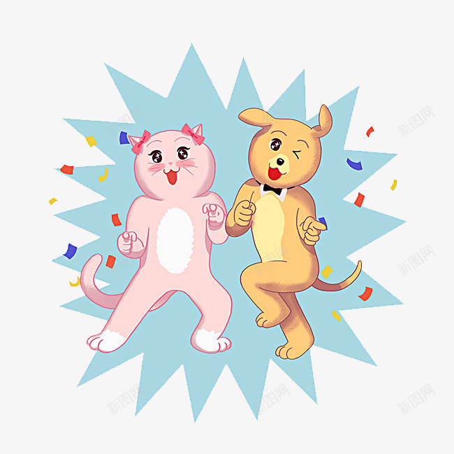 跳舞的猫咪png免抠素材_88icon https://88icon.com 卡通 可爱 尾巴 棕色的 猫咪 简图 粉色的 跳舞