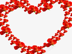 手绘红色爱心花朵造型素材