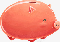 红色手绘小猪存钱罐素材