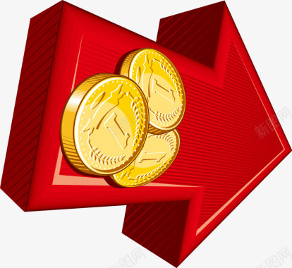 红色箭头金属硬币元素图标图标