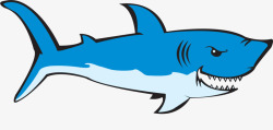 蓝色卡通凶猛鲨鱼素材