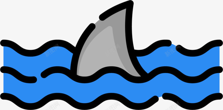 大海卡通鲨鱼鳍矢量图图标图标