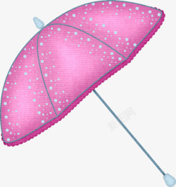 手绘粉色雨伞素材
