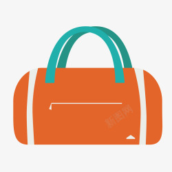 扁平化橘色的手提包矢量图素材