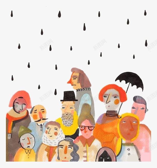 卡通下雨天气png免抠素材_88icon https://88icon.com 下雨 人群 天气 拥挤