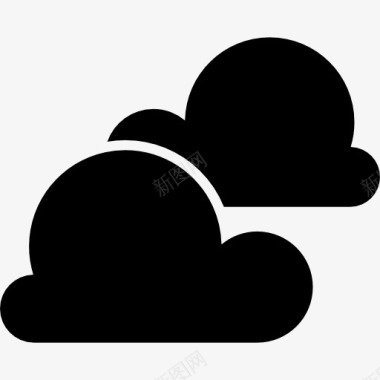 多云天气两只黑色的乌云象征天气图标图标
