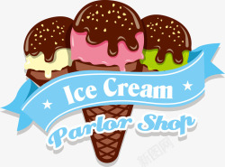 夏季冰淇淋卡通标签素材